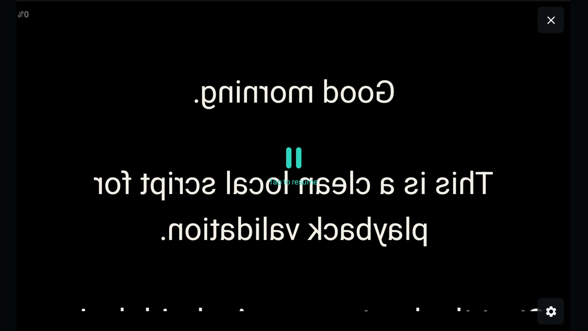 Mirrored teleprompter playback on Android tablet